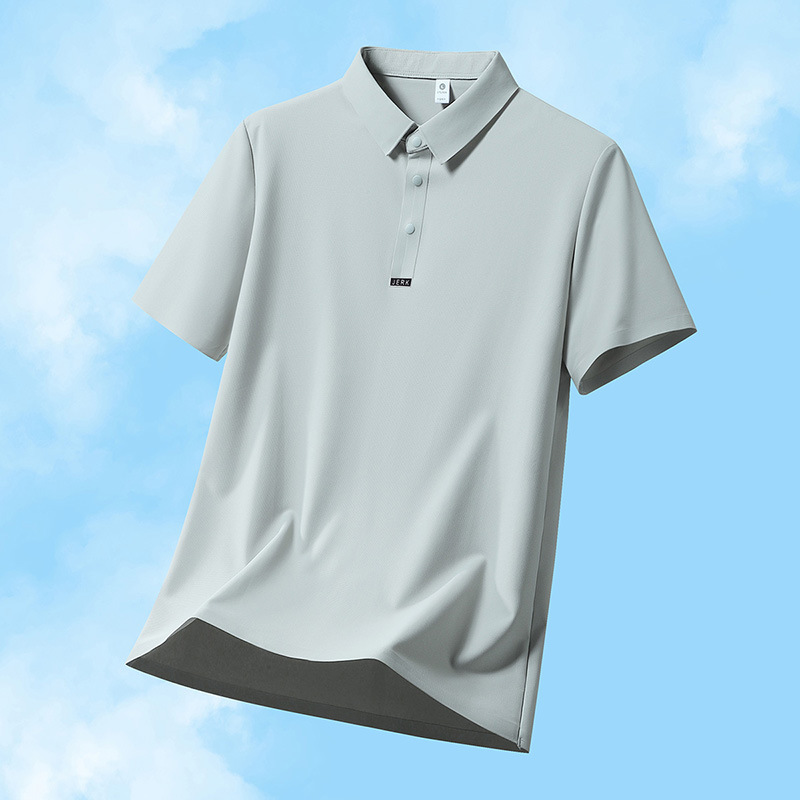 GorgeousBen Men's Ice Silk Polo Shirt, Casual Business Short Sleeve, Breathable Solid Color Top, Summer, M-5XL