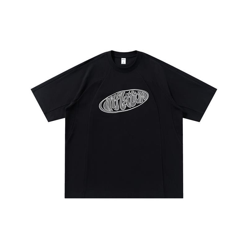 GorgeousBen Men's American Vintage Oversized Embroidered T-Shirt Streetwear Crew Neck Tee for Casual Summer, M-L-XL