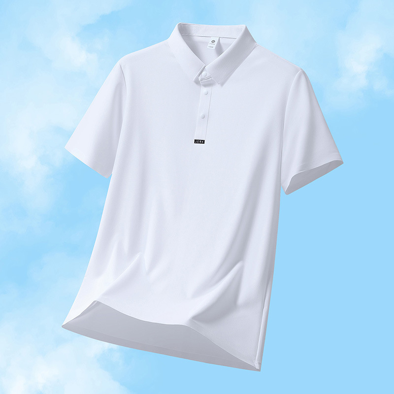GorgeousBen Men's Ice Silk Polo Shirt, Casual Business Short Sleeve, Breathable Solid Color Top, Summer, M-5XL