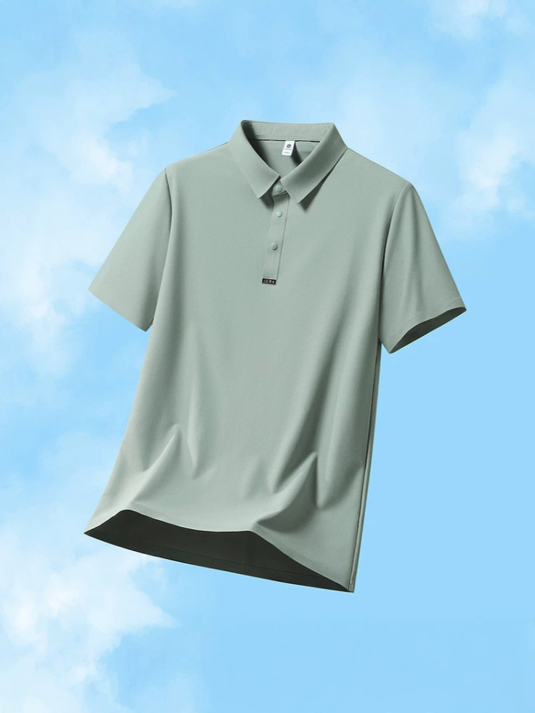 GorgeousBen Men's Ice Silk Polo Shirt, Casual Business Short Sleeve, Breathable Solid Color Top, Summer, M-5XL