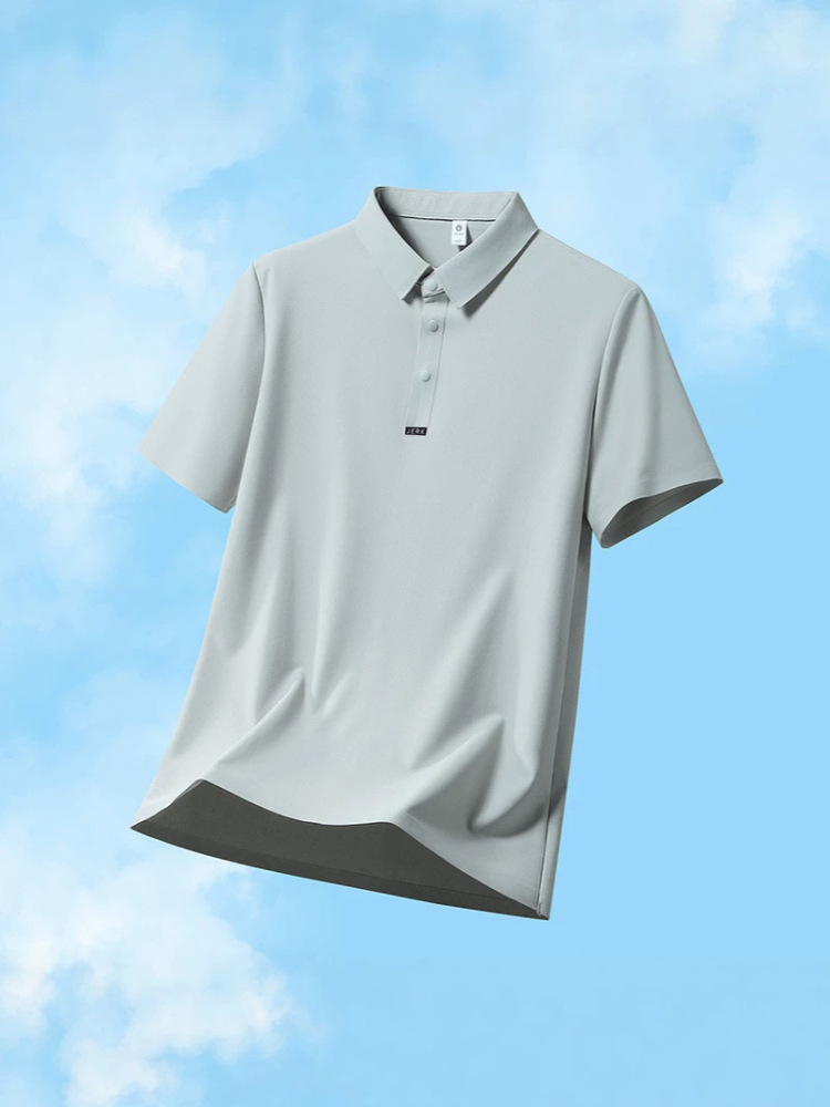 GorgeousBen Men's Ice Silk Polo Shirt, Casual Business Short Sleeve, Breathable Solid Color Top, Summer, M-5XL