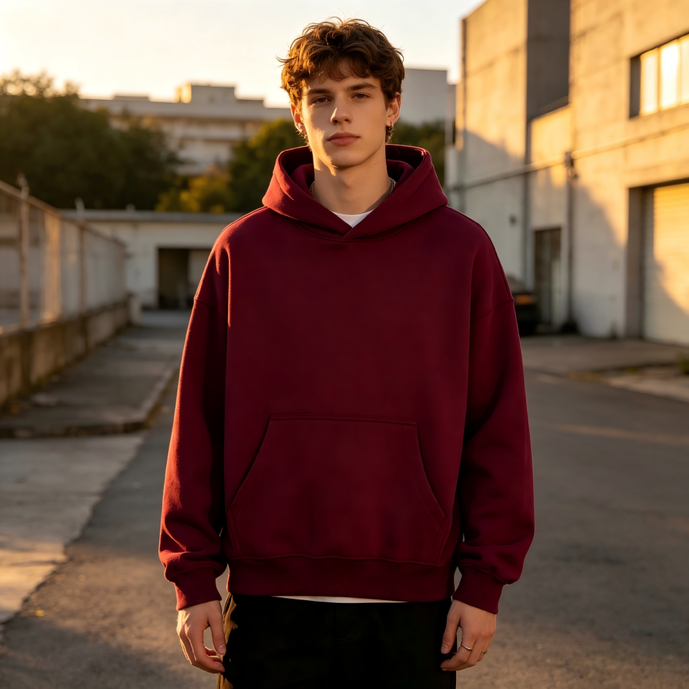 GorgeousBen Men's 355G Fleece Hoodie, Boxy Cropped Streetwear Pullover, Fall Casual, S-XXL
