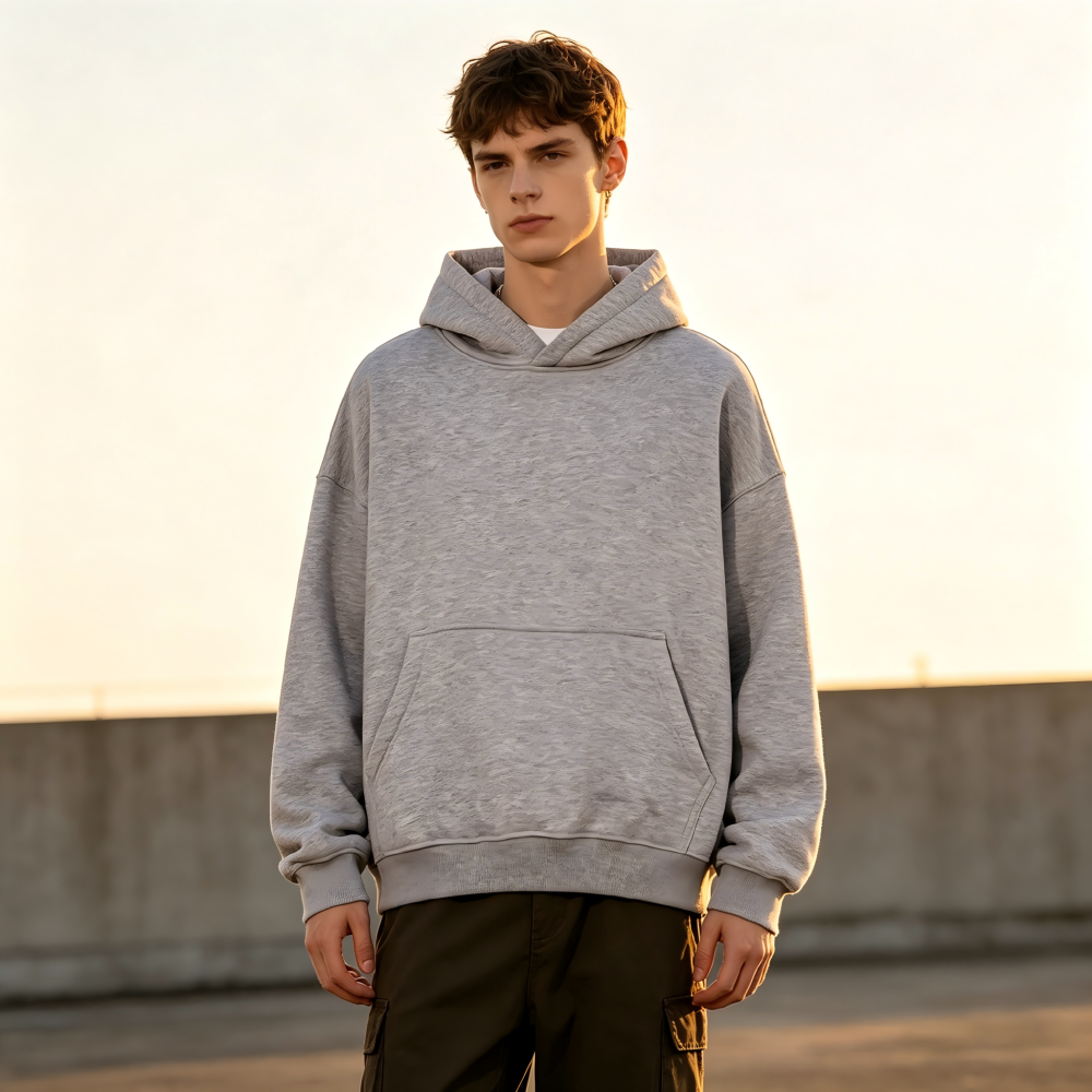 GorgeousBen Men's 355G Fleece Hoodie, Boxy Cropped Streetwear Pullover, Fall Casual, S-XXL