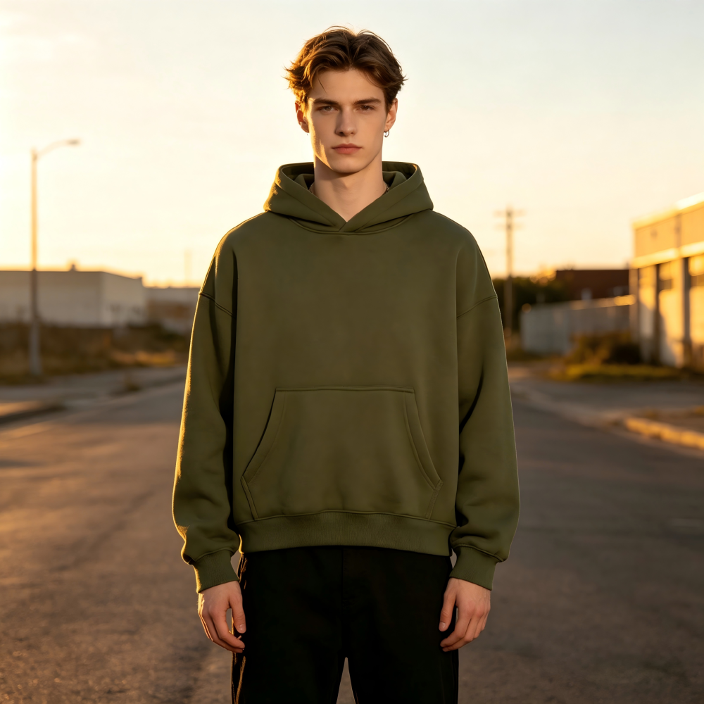 GorgeousBen GB-8002 Men's 355G Fleece Hoodie, Active Black