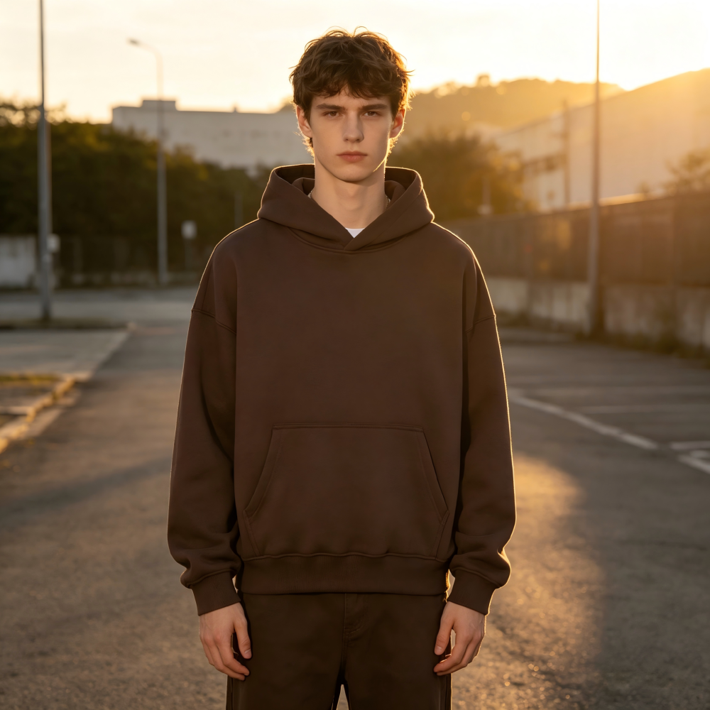 GorgeousBen Men's 355G Fleece Hoodie, Boxy Cropped Streetwear Pullover, Fall Casual, S-XXL