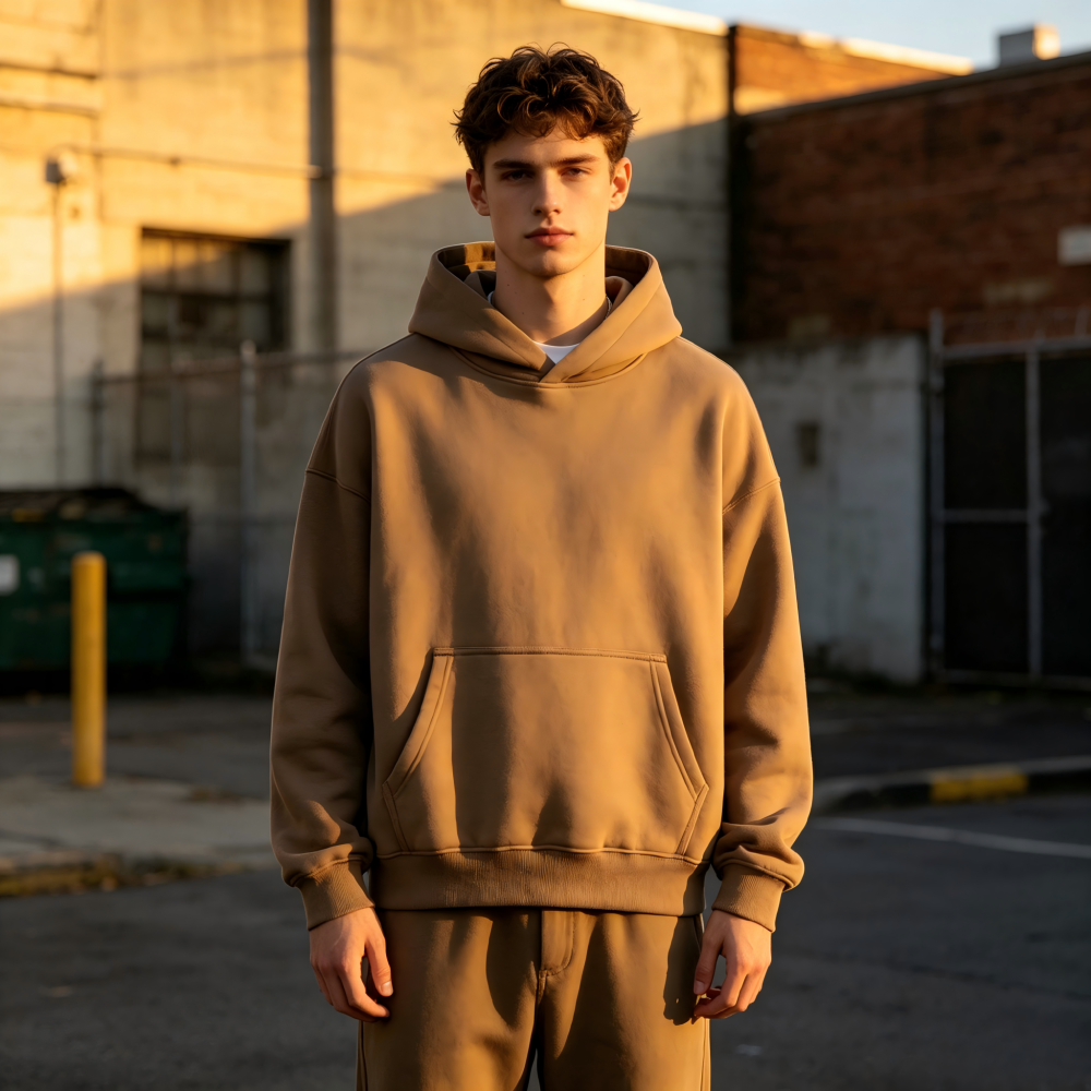 GorgeousBen Men's 355G Fleece Hoodie, Boxy Cropped Streetwear Pullover, Fall Casual, S-XXL