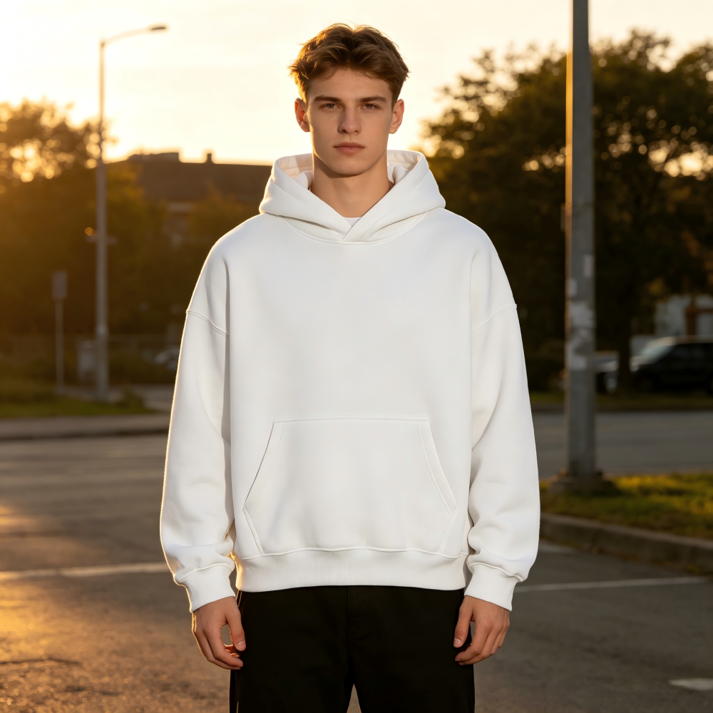 GorgeousBen Men's 355G Fleece Hoodie, Boxy Cropped Streetwear Pullover, Fall Casual, S-XXL