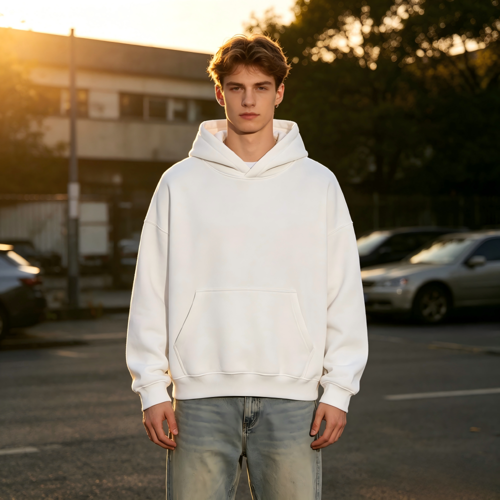 GorgeousBen Men's 355G Fleece Hoodie, Boxy Cropped Streetwear Pullover, Fall Casual, S-XXL