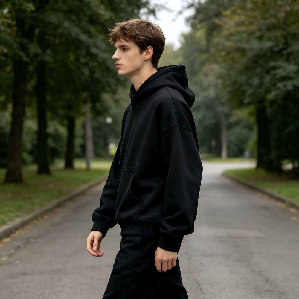 GorgeousBen Men's 355G Fleece Hoodie, Boxy Cropped Streetwear Pullover, Fall Casual, S-XXL