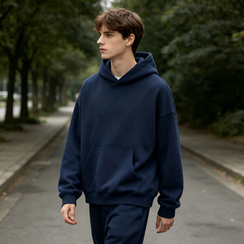 GorgeousBen Men's 355G Fleece Hoodie, Boxy Cropped Streetwear Pullover, Fall Casual, S-XXL
