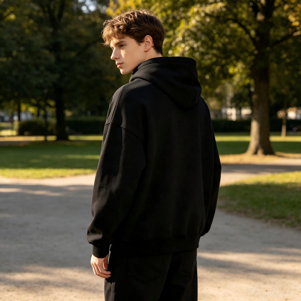 GorgeousBen Men's 355G Fleece Hoodie, Boxy Cropped Streetwear Pullover, Fall Casual, S-XXL