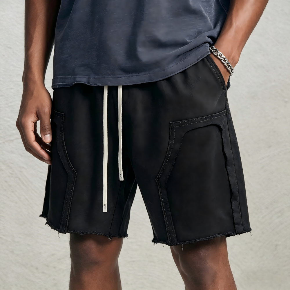 GorgeousBen Men's 380G Heavyweight Cotton Shorts, Vintage Wax Wash, Loose Streetwear, Summer Casual, S-XXL