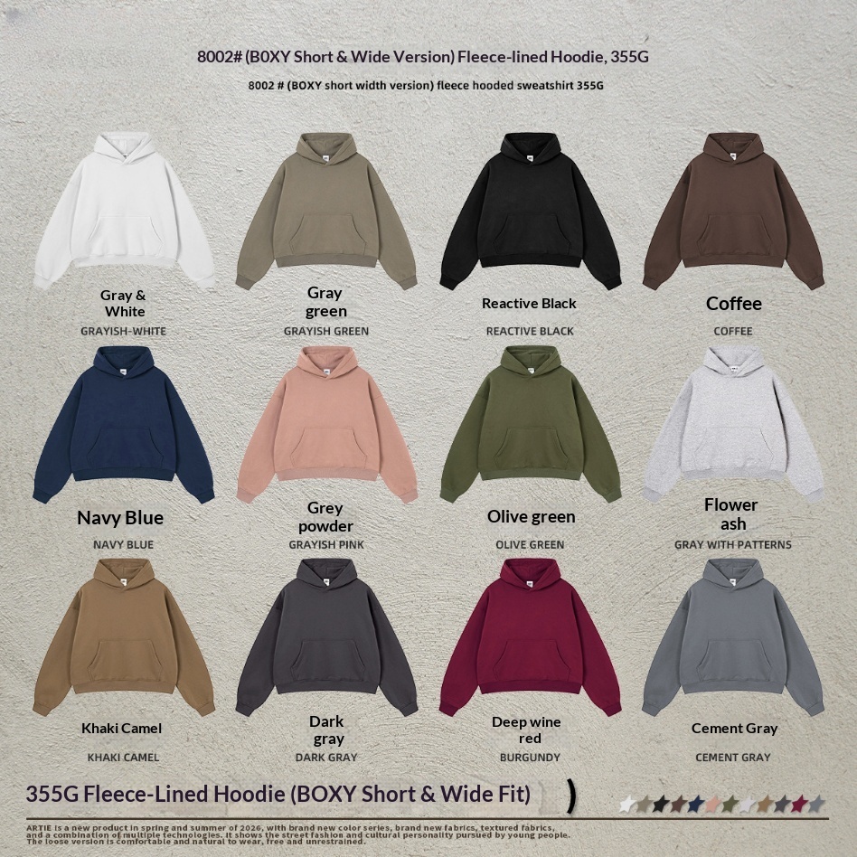 GorgeousBen Men's 355G Fleece Hoodie, Boxy Cropped Streetwear Pullover, Fall Casual, S-XXL