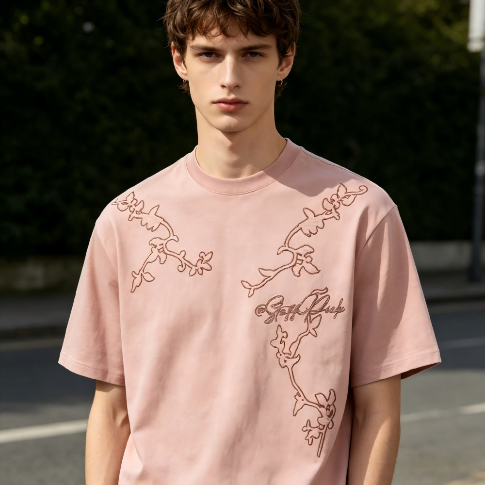 GorgeousBen Men American Retro Suede Printed Short Sleeve T-shirt Trendy Loose Fit Summer Breathable Casual Daily Commute Multi-color Available