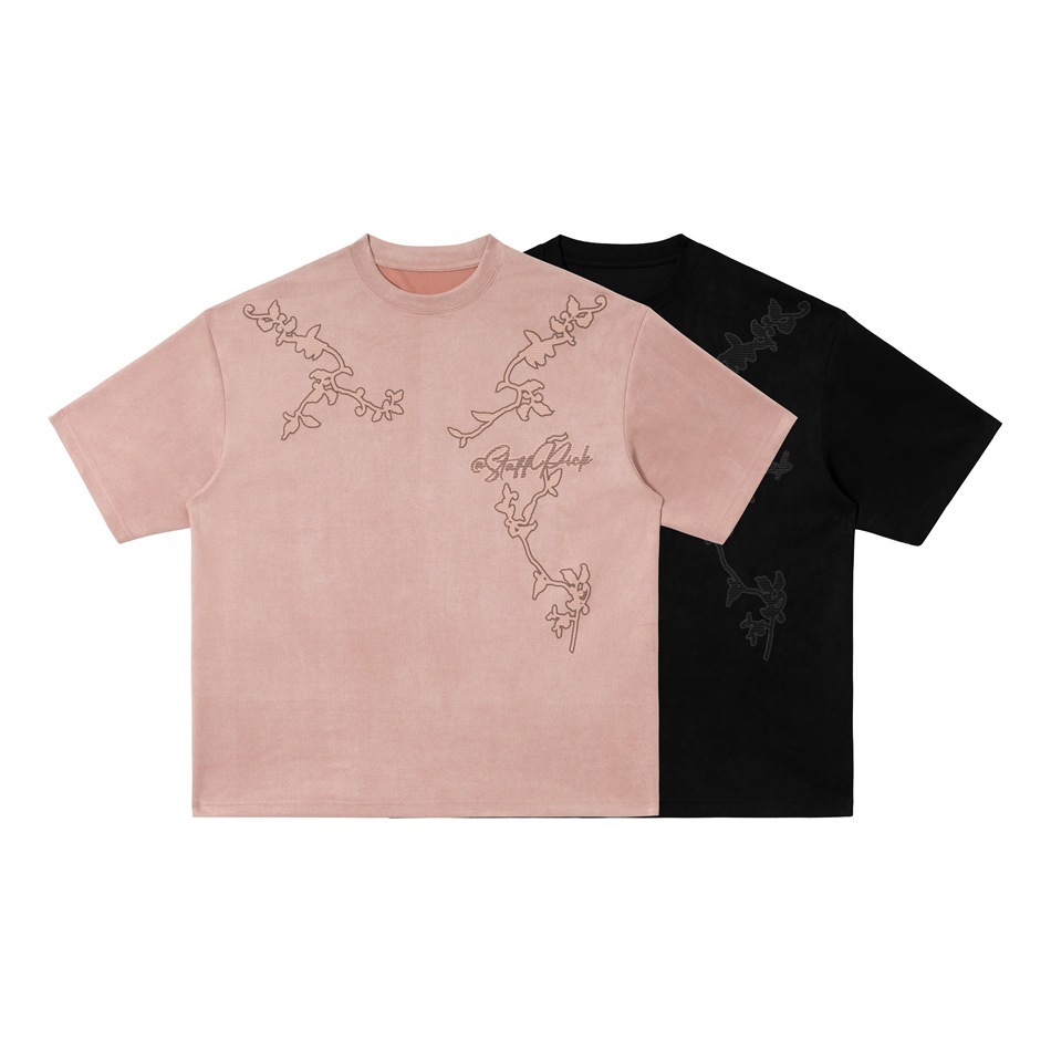 GorgeousBen Men American Retro Suede Printed Short Sleeve T-shirt Trendy Loose Fit Summer Breathable Casual Daily Commute Multi-color Available