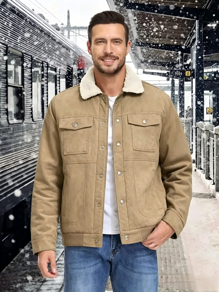 American standing collar cotton jacket men's 2026 winter retro loose double-sided warm jacket
