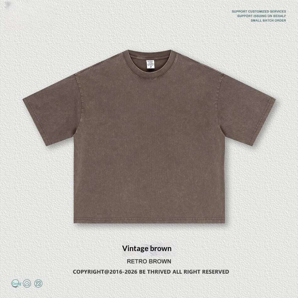 Be Men's Clothing | American Retro Washed Short-Sleeve T-Shirt and Straight-Leg Pants Boxy Two-Piece Set with a Vintage Look Casual Outfit.