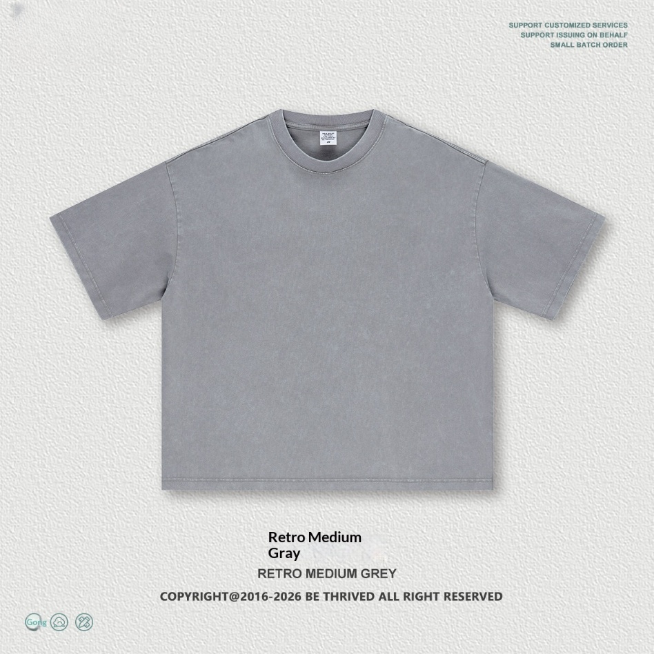 Be Men's Clothing | American Retro Washed Short-Sleeve T-Shirt and Straight-Leg Pants Boxy Two-Piece Set with a Vintage Look Casual Outfit.