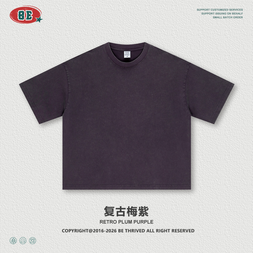 GorgeousBen Men's Vintage Washed Boxy 2-Piece Casual T-Shirt & Pants Set for Summer