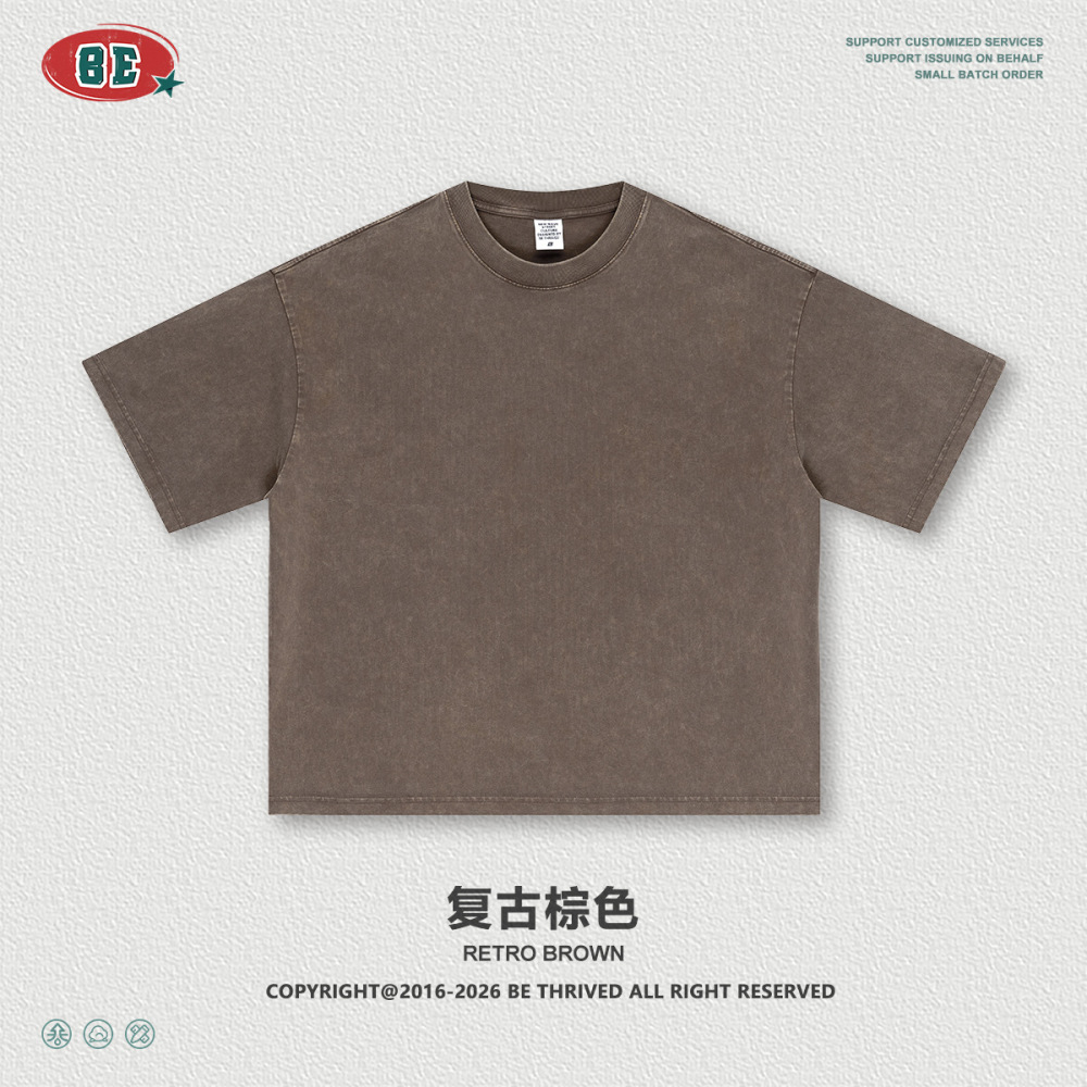 GorgeousBen Men's Vintage Washed Boxy 2-Piece Casual T-Shirt & Pants Set for Summer