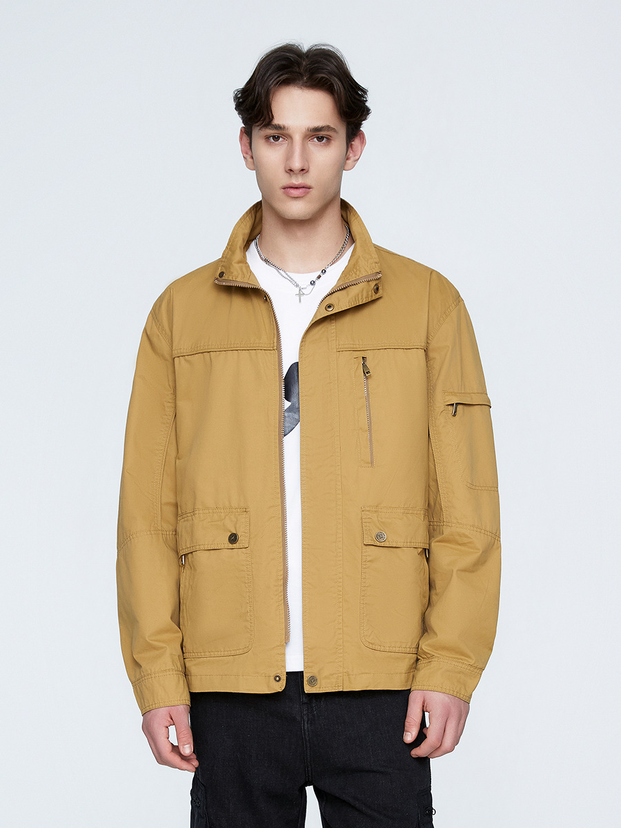 Ola Spring and Autumn Men's Thin American-Style Workwear Multi-Pocket Jacket Loose Fit Versatile Outdoor Retro American-Style Workwear
