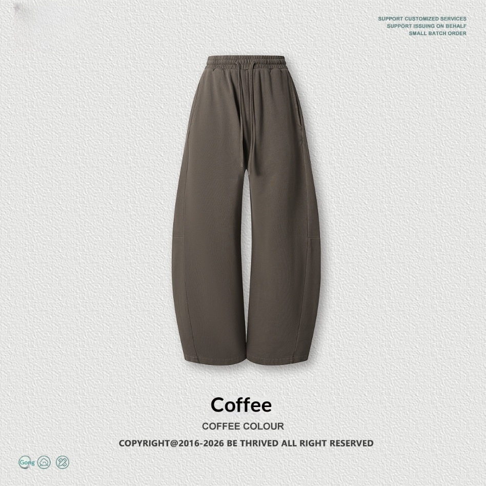 Be Men's New American Retro Loose Fit Large Size Washed Curved Hem Pants Patchwork Straight Long Pants Drawstring Wide Leg Pants for Men
