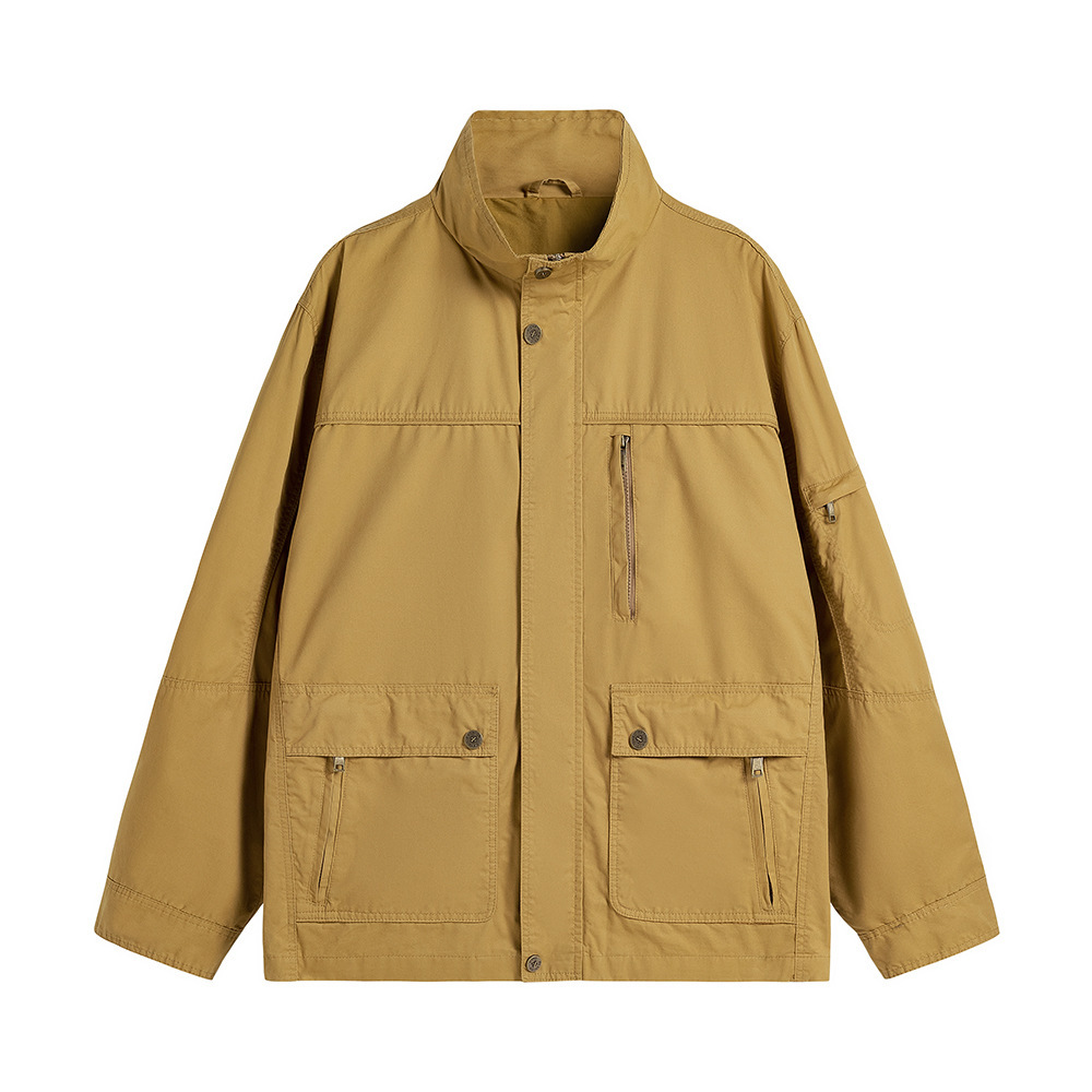 Ola Spring and Autumn Men's Thin American-Style Workwear Multi-Pocket Jacket Loose Fit Versatile Outdoor Retro American-Style Workwear
