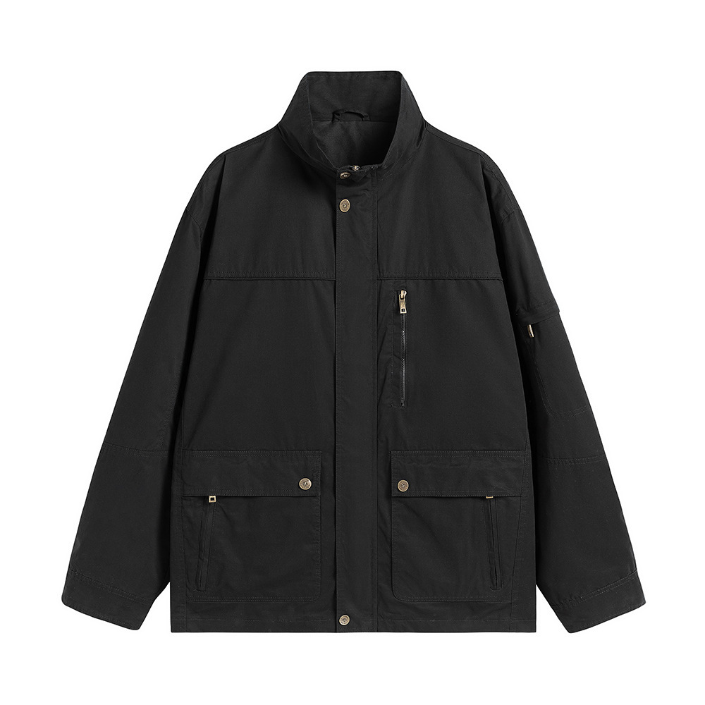 Ola Spring and Autumn Men's Thin American-Style Workwear Multi-Pocket Jacket Loose Fit Versatile Outdoor Retro American-Style Workwear