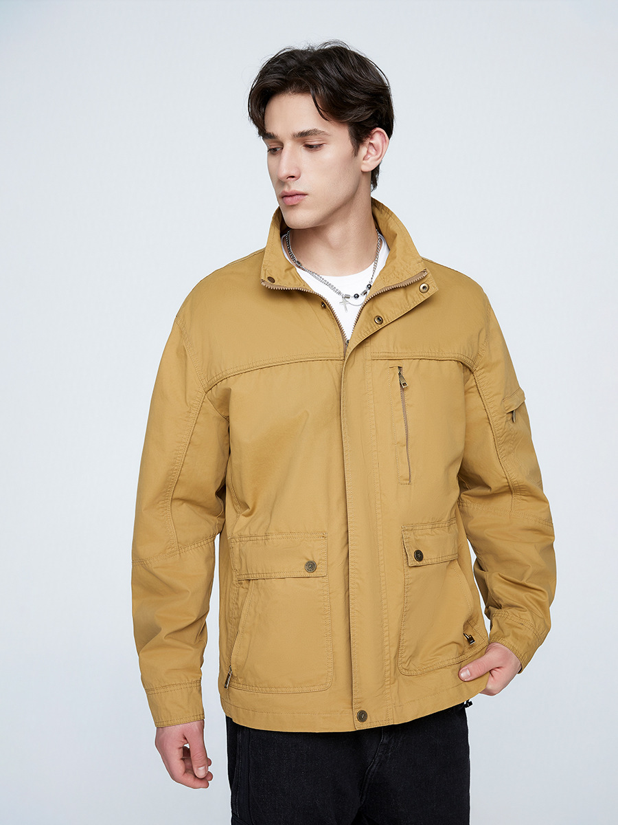 Ola Spring and Autumn Men's Thin American-Style Workwear Multi-Pocket Jacket Loose Fit Versatile Outdoor Retro American-Style Workwear