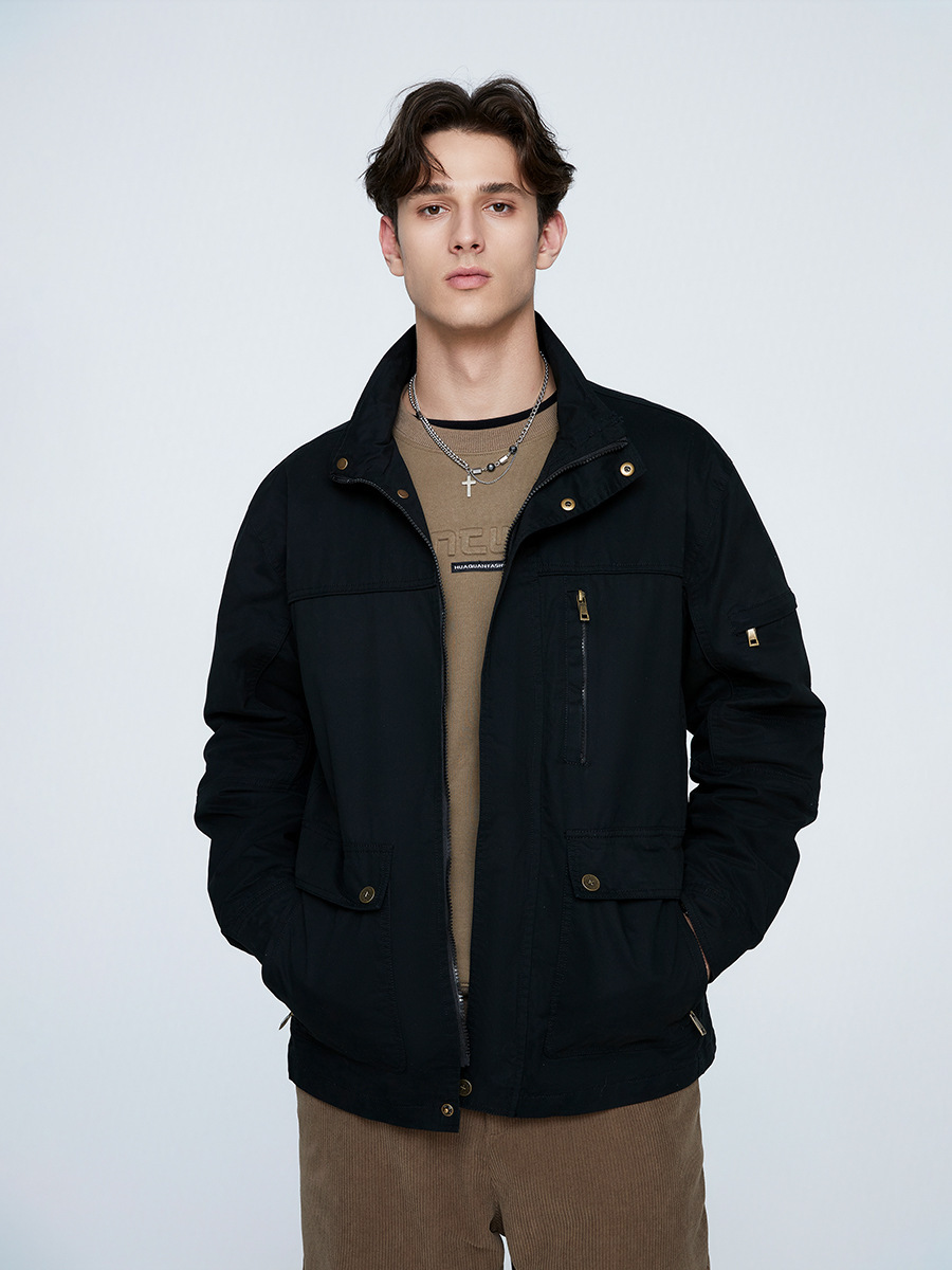 Ola Spring and Autumn Men's Thin American-Style Workwear Multi-Pocket Jacket Loose Fit Versatile Outdoor Retro American-Style Workwear