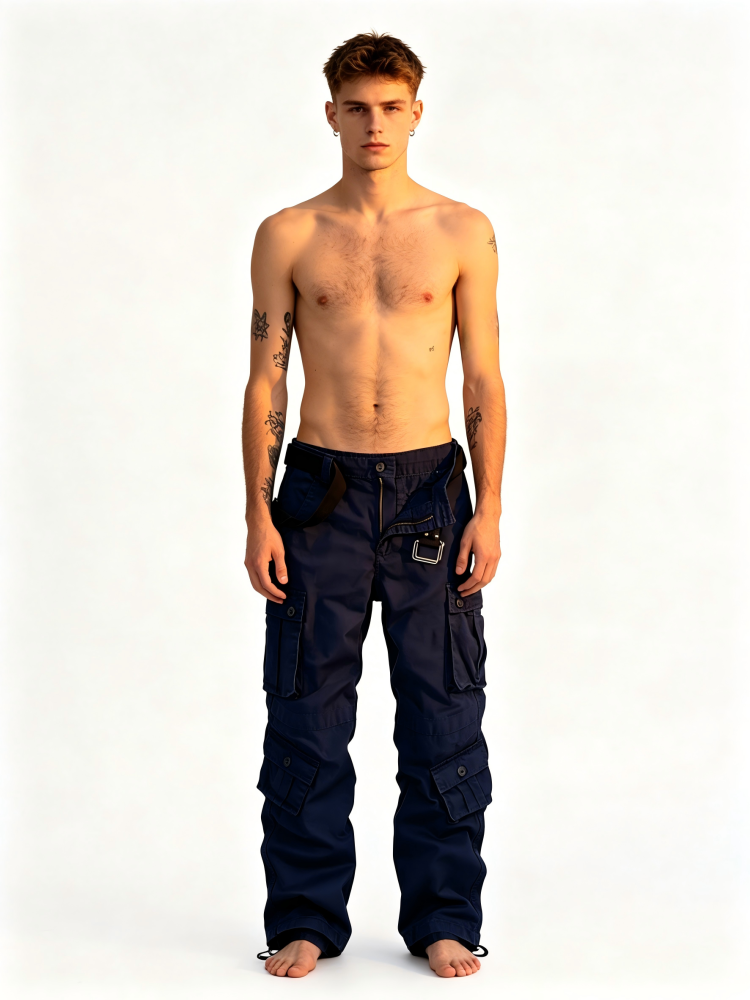 GorgeousBen Men's Multi-Pocket Cargo Pants, 280g 100% Cotton, Loose Straight Fit, Durable Casual Outdoor Trousers for All Seasons, Sizes 29-44