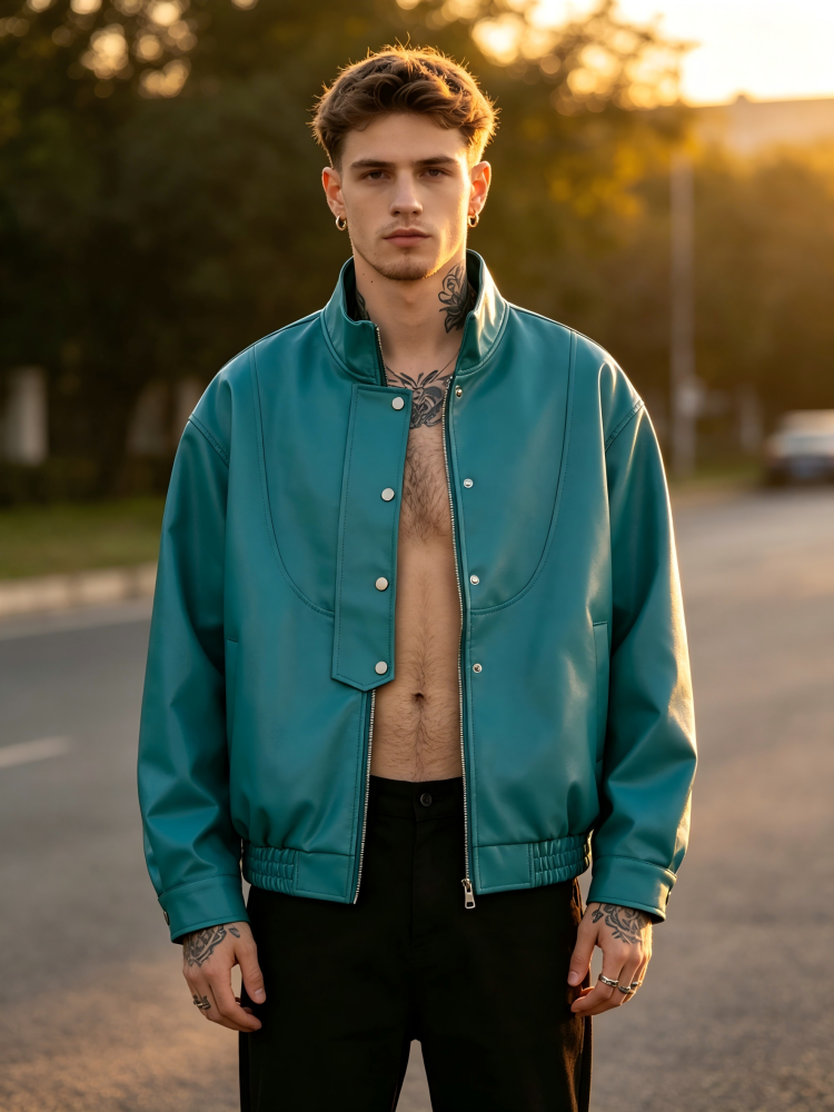 GrogeousBen   Unisex 2024 new fashion brand American PU leather motorcycle leather coat men's and women's spring loose trend all match casual jacket