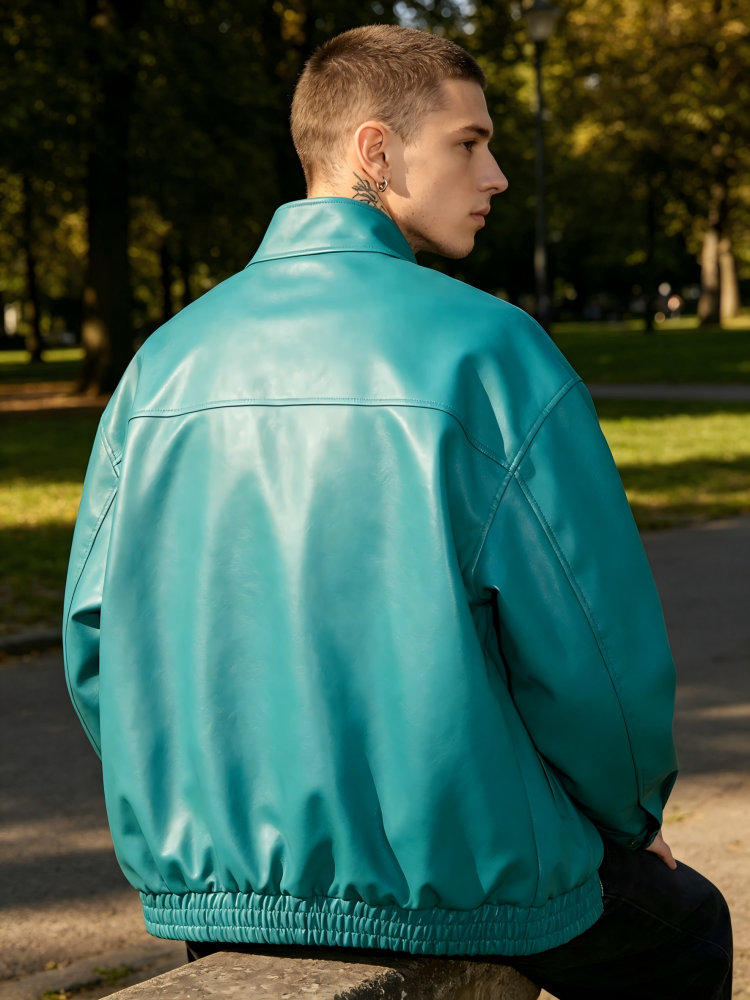GrogeousBen   Unisex 2024 new fashion brand American PU leather motorcycle leather coat men's and women's spring loose trend all match casual jacket