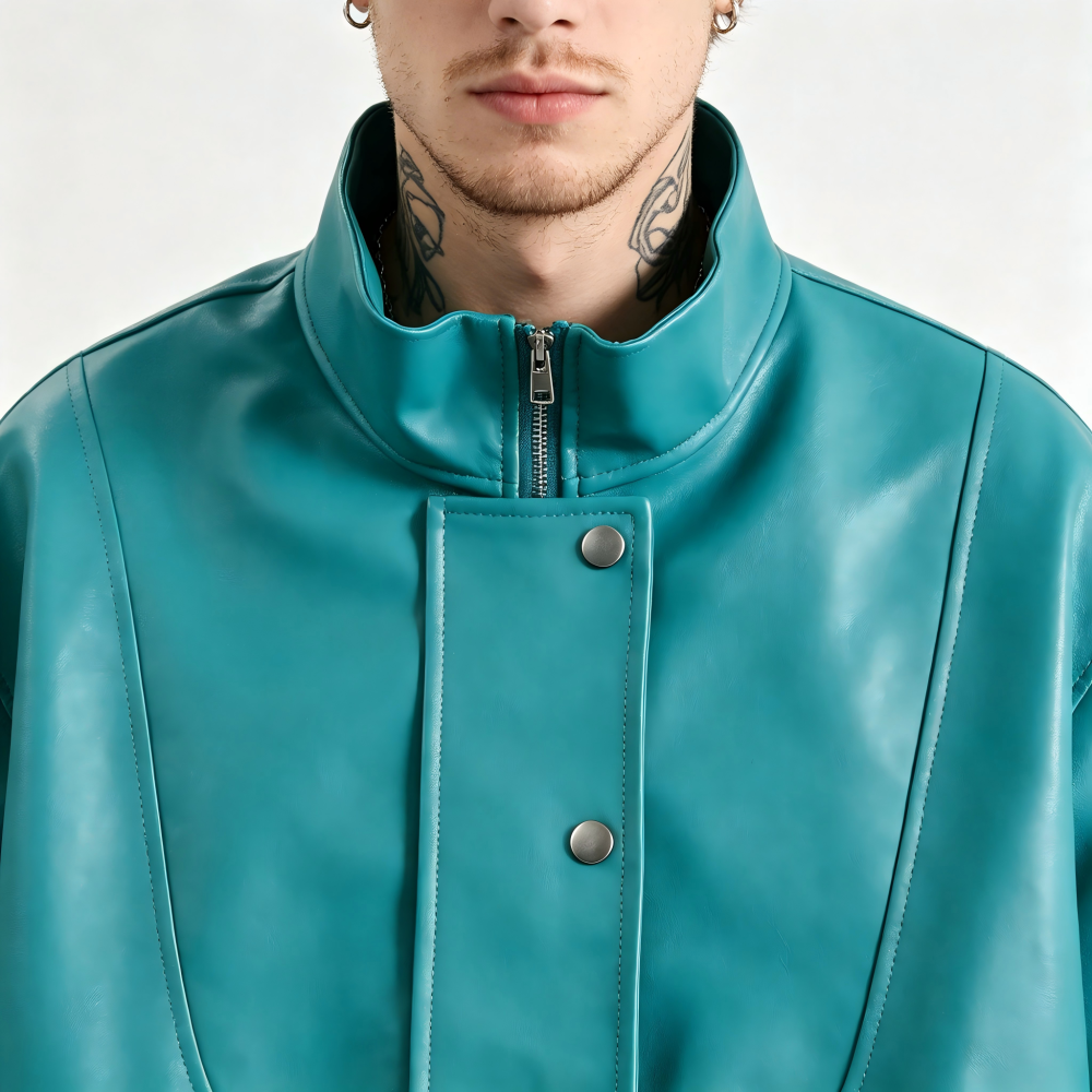 GrogeousBen   Unisex 2024 new fashion brand American PU leather motorcycle leather coat men's and women's spring loose trend all match casual jacket