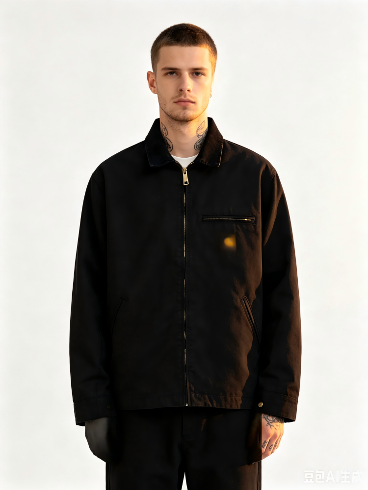 GorgeousBen Men's Canvas Work Jacket, Vintage Loose Fit, Breathable Waterproof, Double-Breasted, For Casual Work, S-XXL