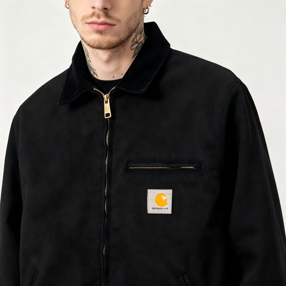 GorgeousBen Men's Canvas Work Jacket, Vintage Loose Fit, Breathable Waterproof, Double-Breasted, For Casual Work, S-XXL