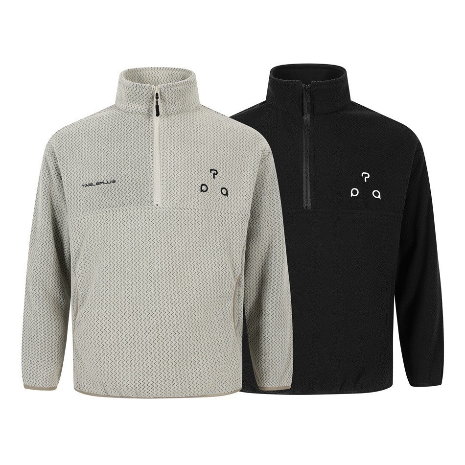 GorgeousBen Men's Vintage Half-Zip Fleece Sweatshirt, 200g Polyester Blend, Loose Fit Breathable Casual Pullover for Spring & Autumn Sports Wear, M-XL