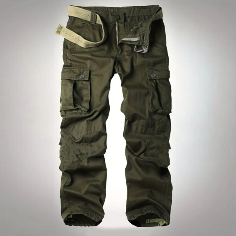 GorgeousBen Men's Multi-Pocket Cargo Pants, 280g 100% Cotton, Loose Straight Fit, Durable Casual Outdoor Trousers for All Seasons, Sizes 29-44