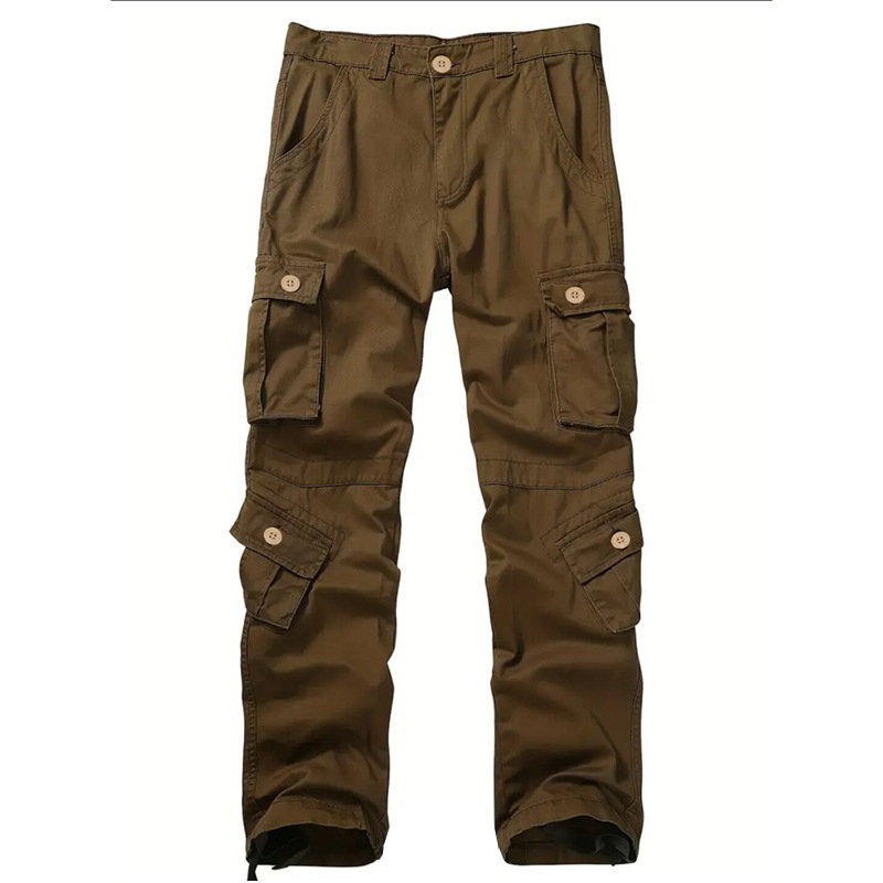 GorgeousBen Men's Multi-Pocket Cargo Pants, 280g 100% Cotton, Loose Straight Fit, Durable Casual Outdoor Trousers for All Seasons, Sizes 29-44