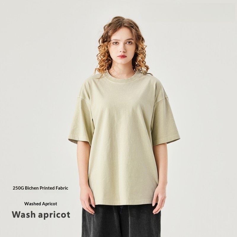 Men's Clothing | Summer Loose Heavyweight 250g Washed T-Shirt Men's European and American Cross-Border Retro Distressed Cotton Men's Short-Sleeved Shirt
