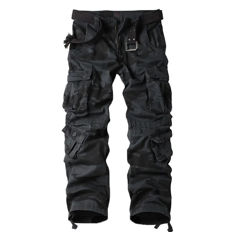 GorgeousBen Men's Multi-Pocket Cargo Pants, 280g 100% Cotton, Loose Straight Fit, Durable Casual Outdoor Trousers for All Seasons, Sizes 29-44
