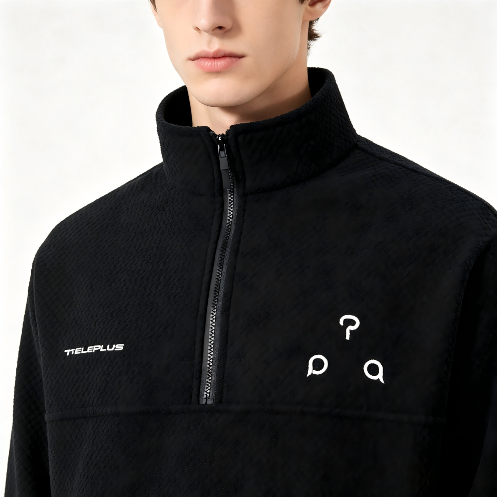 GorgeousBen Men's Vintage Half-Zip Fleece Sweatshirt, 200g Polyester Blend, Loose Fit Breathable Casual Pullover for Spring & Autumn Sports Wear, M-XL