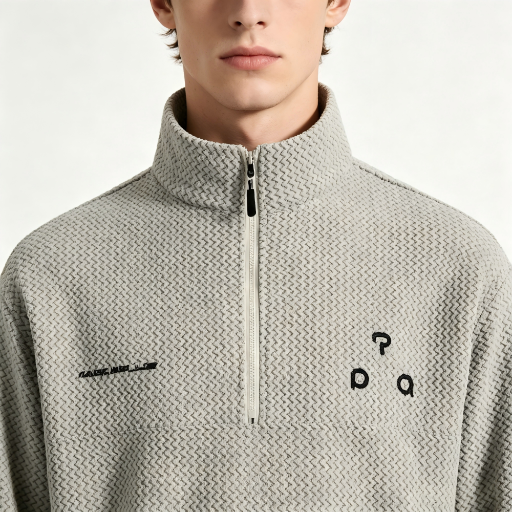GorgeousBen Men's Vintage Half-Zip Fleece Sweatshirt, 200g Polyester Blend, Loose Fit Breathable Casual Pullover for Spring & Autumn Sports Wear, M-XL