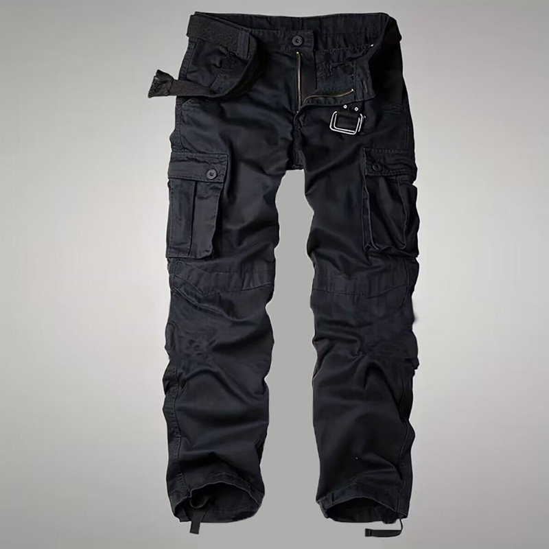 GorgeousBen Men's Multi-Pocket Cargo Pants, 280g 100% Cotton, Loose Straight Fit, Durable Casual Outdoor Trousers for All Seasons, Sizes 29-44