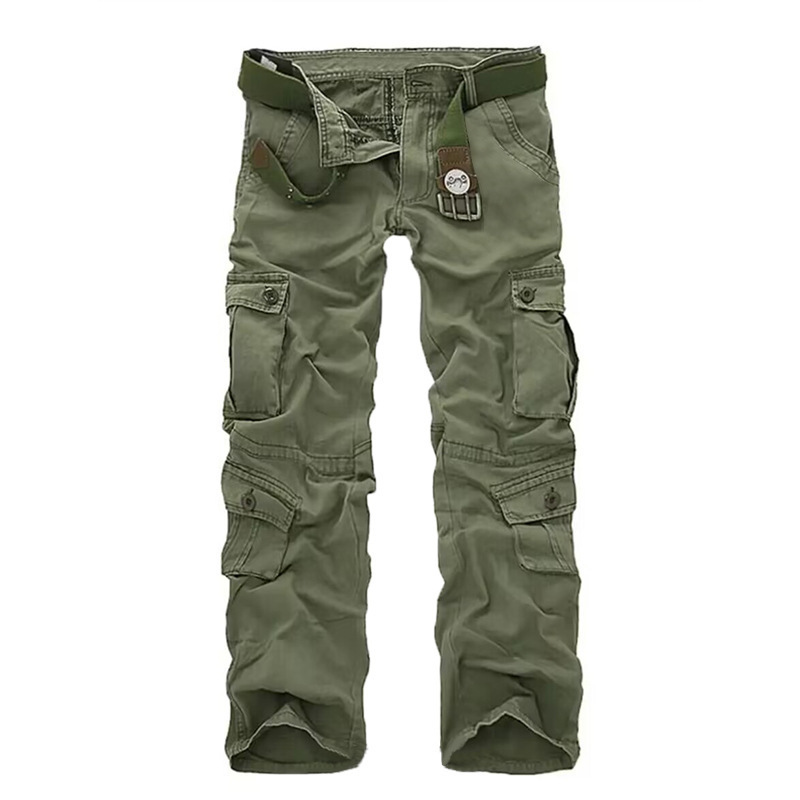 GorgeousBen Men's Multi-Pocket Cargo Pants, 280g 100% Cotton, Loose Straight Fit, Durable Casual Outdoor Trousers for All Seasons, Sizes 29-44