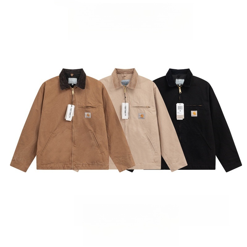 GorgeousBen Men's Canvas Work Jacket, Vintage Loose Fit, Breathable Waterproof, Double-Breasted, For Casual Work, S-XXL
