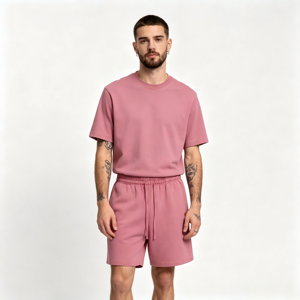 GorgeousBen Men's 2-Piece Washed Cotton T-Shirt & Shorts Set, Loose Fit, Multi-Color, Summer Casual Streetwear Outfit, M-2XL