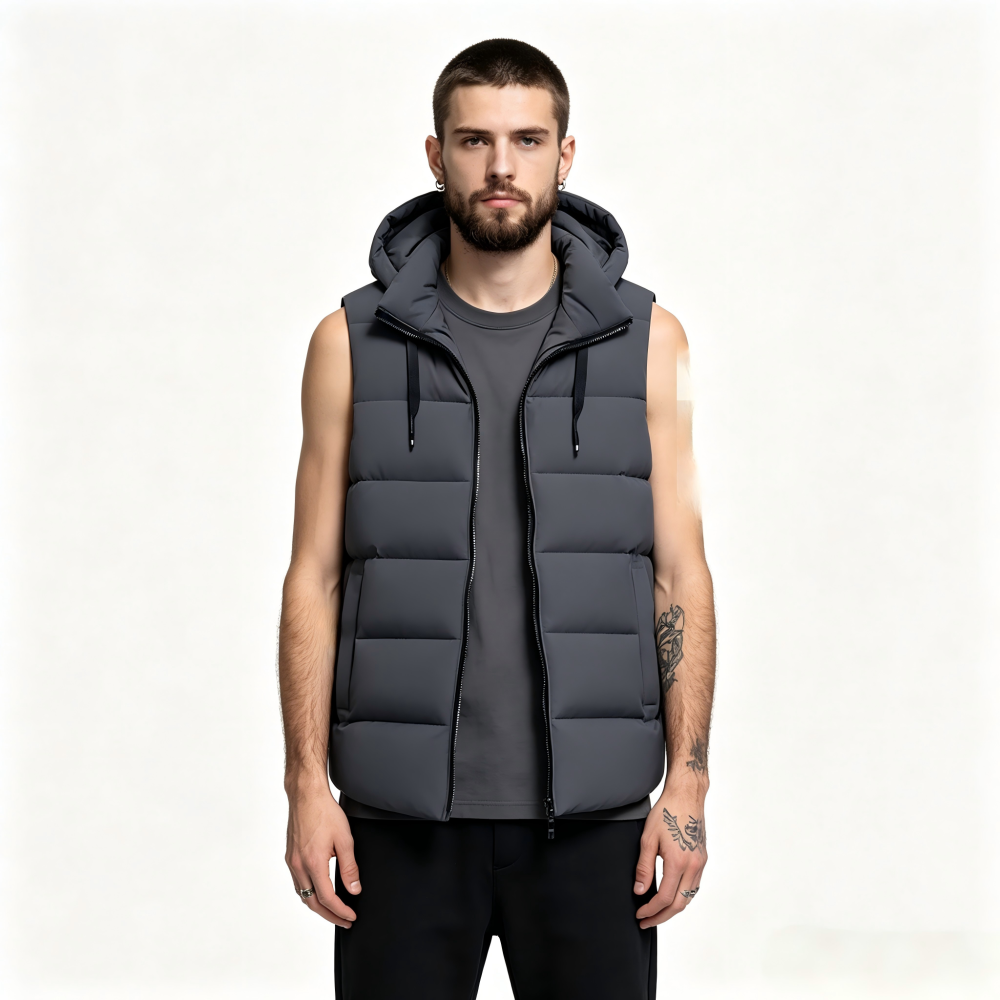 GorgeousBen Custom Logo Men's Windbreak Hooded Solid Color Golf Sport Water Resistant Vest Men's Vest.