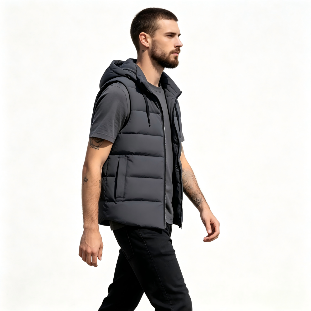 GorgeousBen Custom Logo Men's Windbreak Hooded Solid Color Golf Sport Water Resistant Vest Men's Vest.
