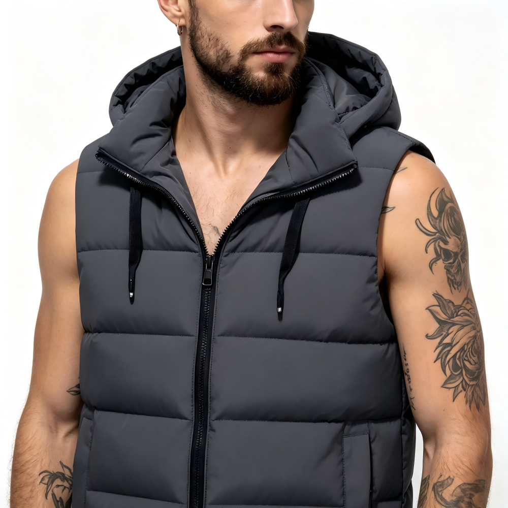 GorgeousBen Custom Logo Men's Windbreak Hooded Solid Color Golf Sport Water Resistant Vest Men's Vest.
